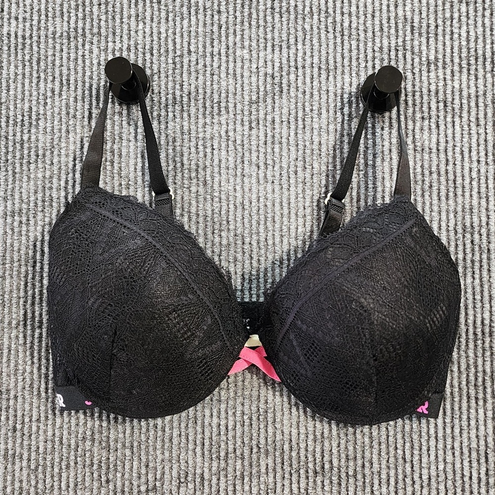 Joe Boxer Bra Womens 36DD Black Lace T-Shirt Underwire Padded Push Up Logo Band